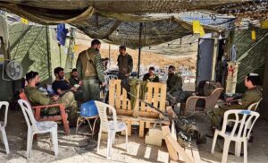 Soldiers relaxing in the Netzarim outpost