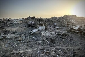 Destroyed buildings and difficult conditions, in Khan Younis, Gaza on October 13, 2024.