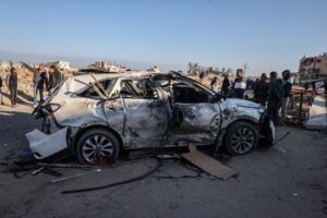 The World Central Kitchen (WCK) vehicle attacked by Israel in Khan Younis, Gaza, November 30, 2024.