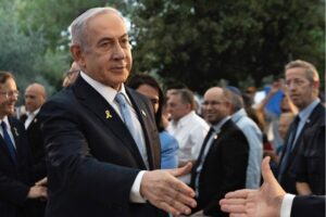 Israeli Prime Minister Benjamin Netanyahu at Mount Herzl Military Cemetery in Jerusalem, on August 4, 2024