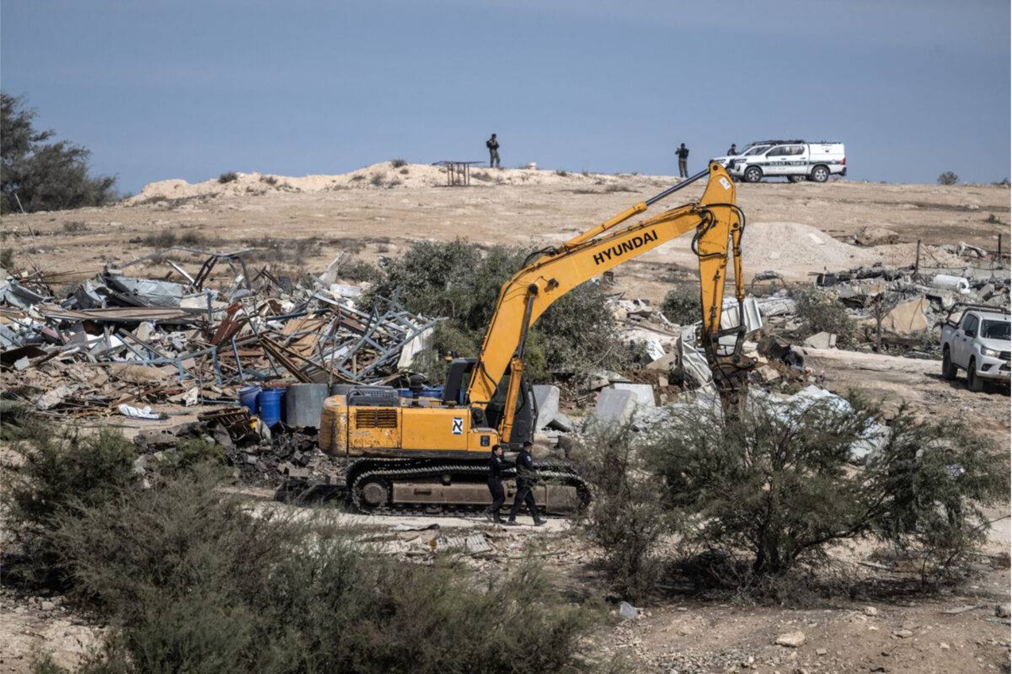 Israeli security forces demolish buildings and mosque in the Bedouin village of Umm al-Hiran, in Negev Region, Israel on November 14, 2024