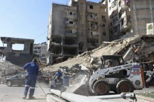 A view of destroyed buildings in southern Dahieh after being targeted by the Israeli army for two months in Beirut, Lebanon on December 18, 2024.