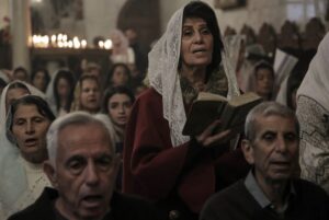 Orthodox worshipers attended a Christmas Mass at St. Porphyrius