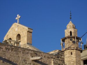 Greek Orthodox Church of St. Porphyrius is next door to the Welayat Mosque