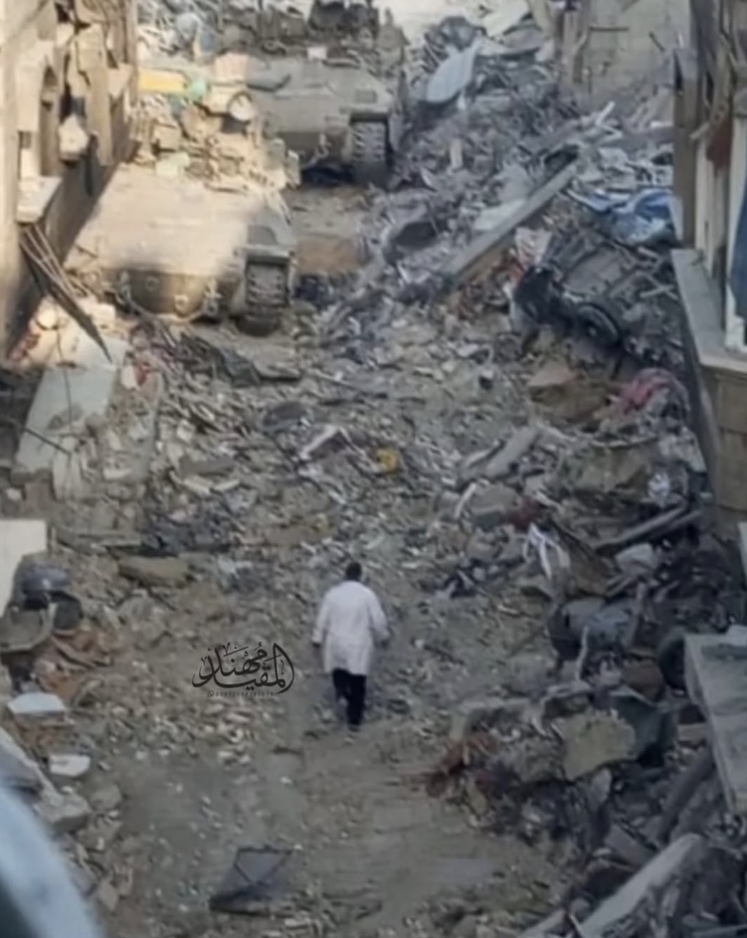 The last known photo of Kamal Adwan Hospital director Hussam Abu Safiyeh before he was arrested by Israeli forces.