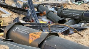 US-origin weapons left by the Israeli Army in a ground invasion of Khan Younis, Gaza, Palestine, May 16, 2024.