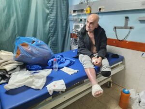 A released Palestinian prisoner starts to receive his treatment process at the European Hospital in Khan Younis, Gaza on February 27, 2025.