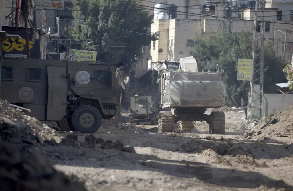 Israeli attacks continue at the Jenin Refugee Camp and in the north of Jenin, West Bank on February 04, 2025.