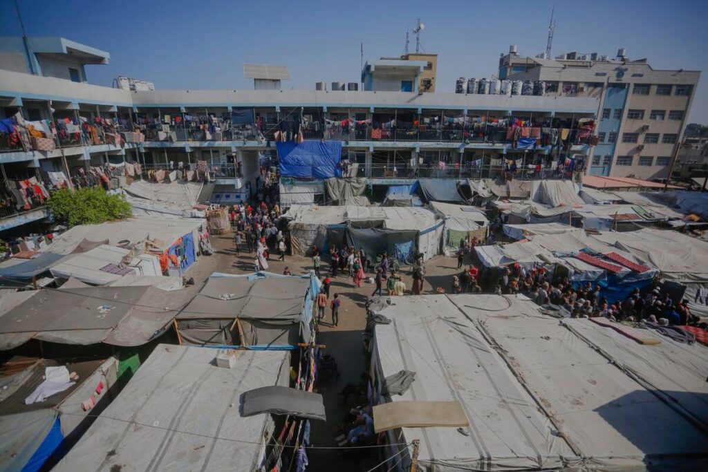 A view of Deir al-Balah UNRWA secondary school after Palestinians take refuge, November 7, 2024.