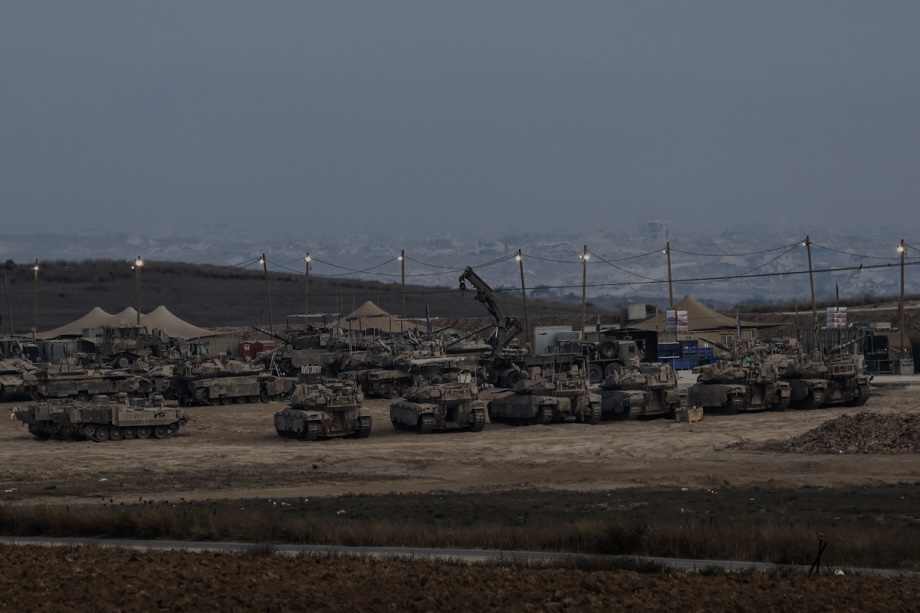 Near the Gaza border, Israeli tanks and armored vehicles are on the move, as Israel’s attacks on Gaza continue without interruption, on August 10, 2025.