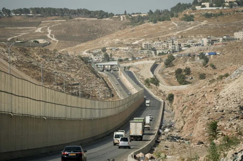 A general view of the apartheid road, dividing Israeli and Palestinian drivers, in the Cebel al-Baba (Mount Baba) area near Jerusalem, on August 15, 2025.
