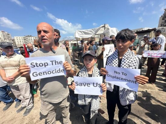 Palestinians in Gaza City hold ‘Last Hour’ protest demanding int’l protection