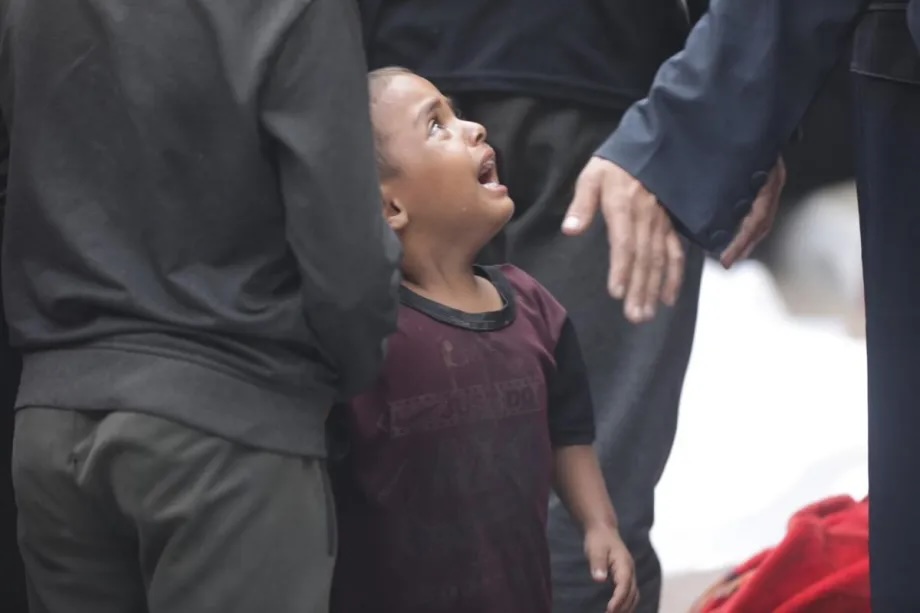 Scene from a funeral after recent Israeli attacks on civilians in Gaza City.