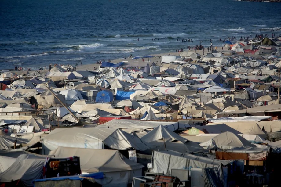 A view of tent city where displaced Palestinians live amid continuing Israeli attacks, in Gaza City, Gaza on September 02, 2025.