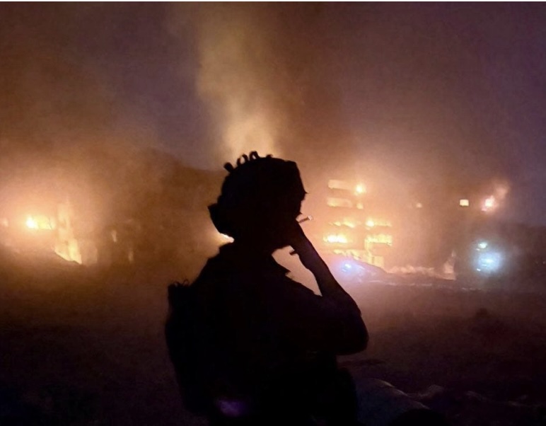 Photo from one of many social media posts by IDF soldiers – evidence of committing arson in Gaza.