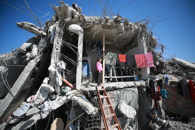 A home in the heavily damaged Jabalia neighborhood in Gaza City