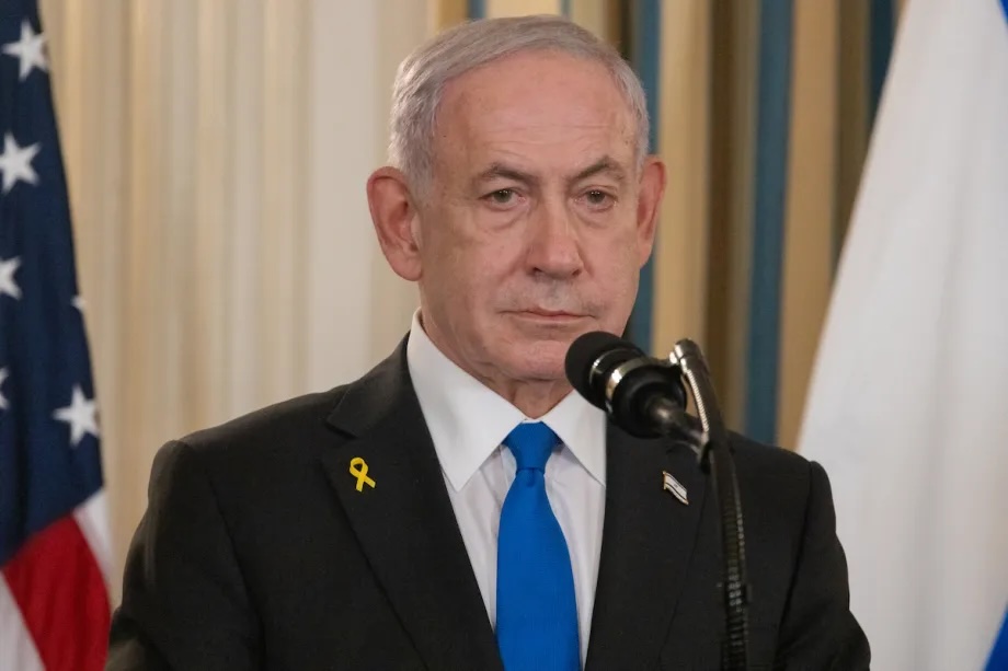 Israeli Prime Minister Benjamin Netanyahu during a press conference in the White House in Washington, DC on September 29, 2025.