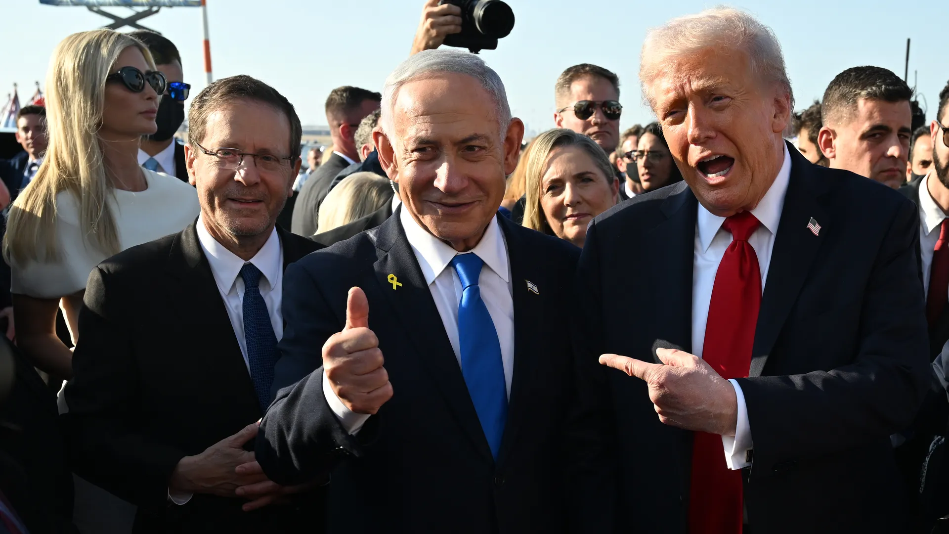 Trump with Netanyahu before departing Israel in October.