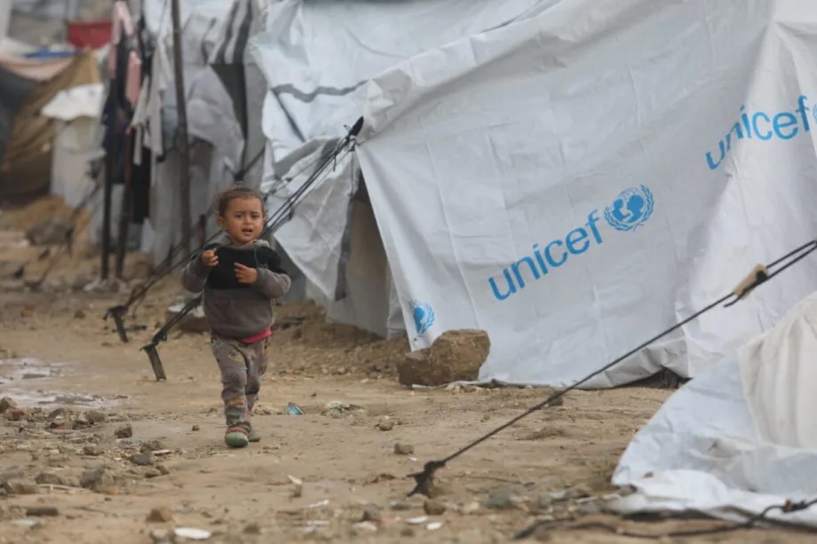 Damaged tents are seen after heavy rain and strong winds hit the Gaza City, Gaza, on December 16, 2026.