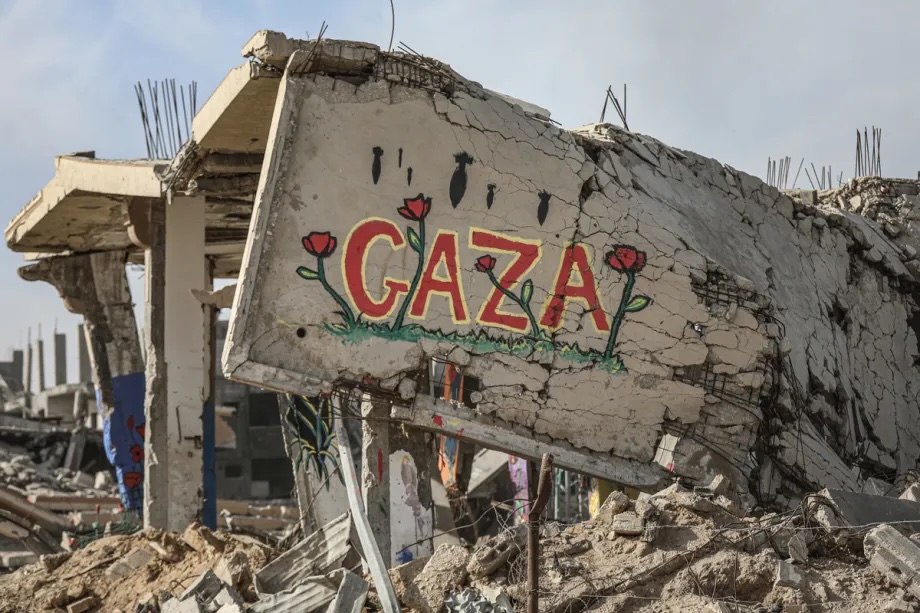 Palestinian artists living in the Maghazi Camp in the central Gaza Strip have transformed the rubble of homes destroyed in Israeli attacks into vibrant, colorful works of art on October 08, 2025.