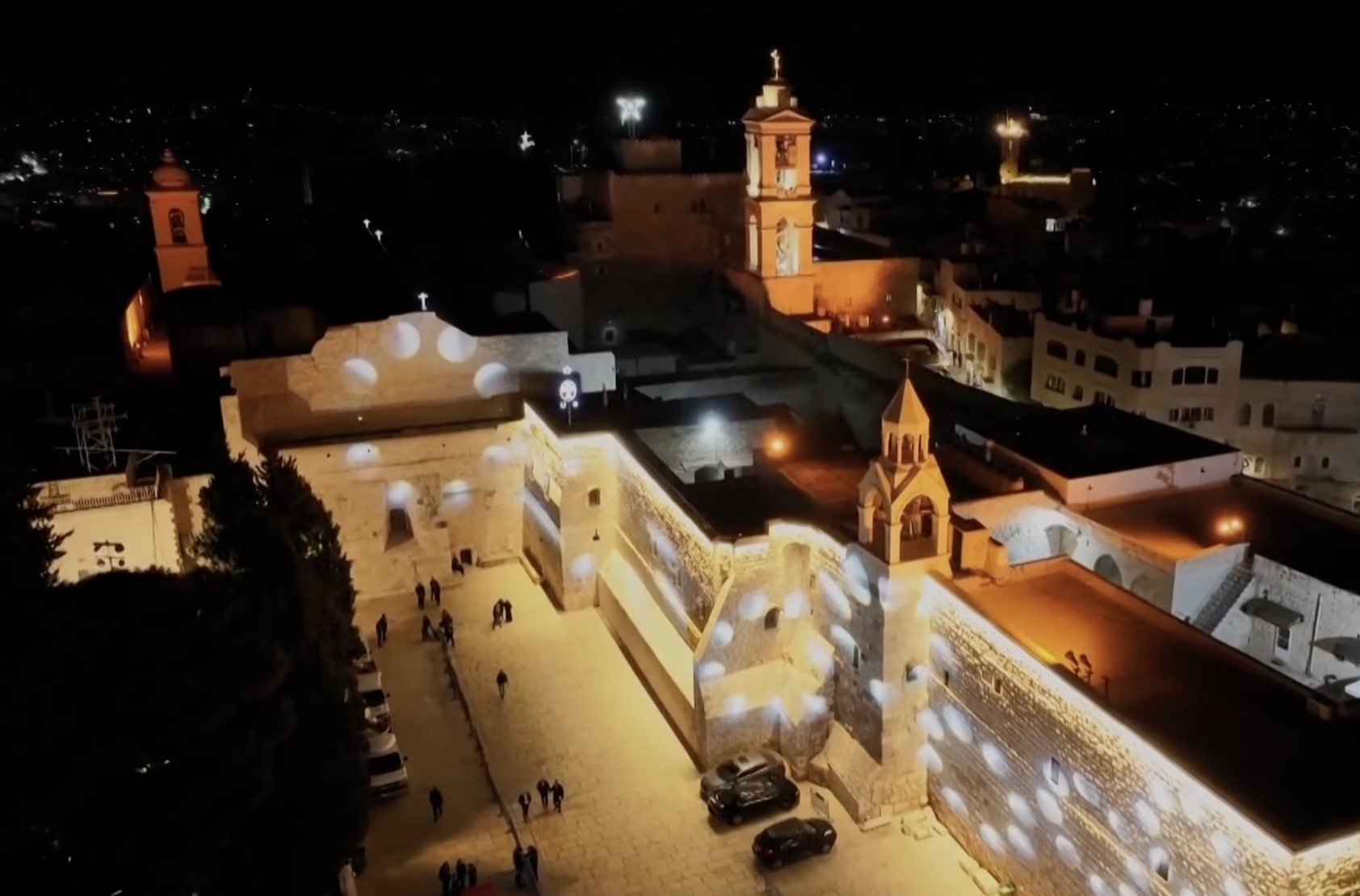 A view of the courtyard of the Church of the Nativity in Bethlehem, Christmas Eve, 2025