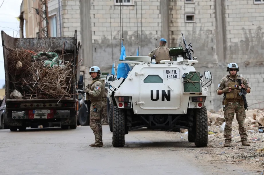 The United Nations Interim Forces in Lebanon (UNIFIL) are seen in Nabatieh, Lebanon on November 15, 2025.
