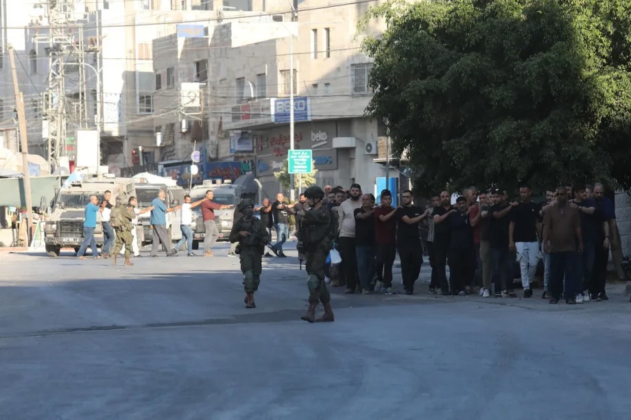 Israeli forces detain Palestinians in Tulkarm, West Bank, on September 11, 2025.