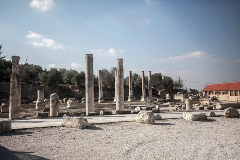 A view of the archaeological site in Sebastia, which dates back 5 thousand years in Nablus, West Bank.
