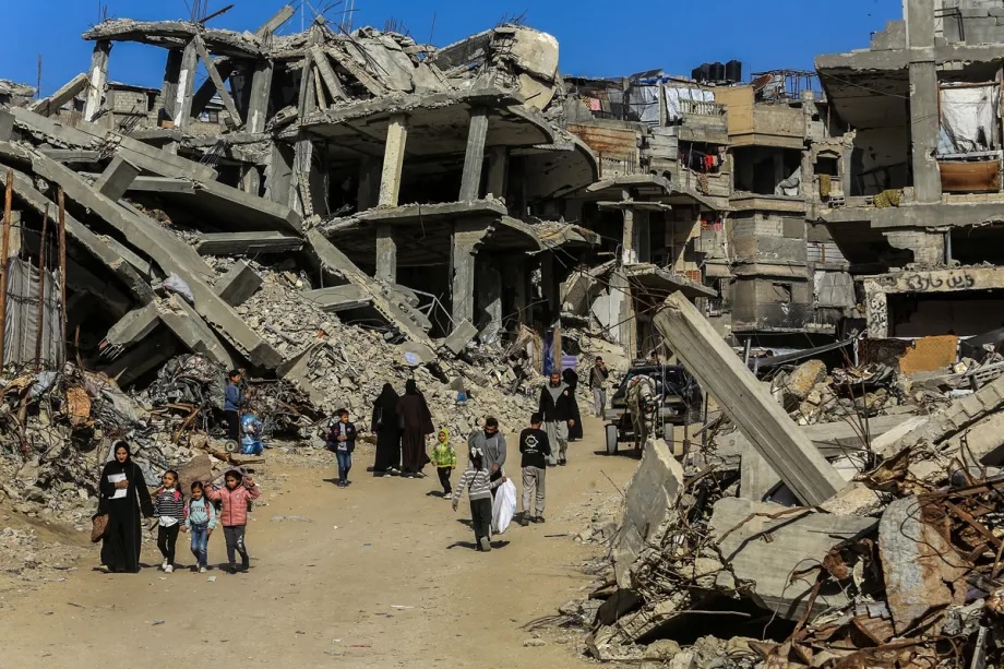 Palestinians in the city of Khan Younis in southern Gaza are struggling to rebuild their lives amid the rubble of homes destroyed in Israeli attacks on December 07, 2025.