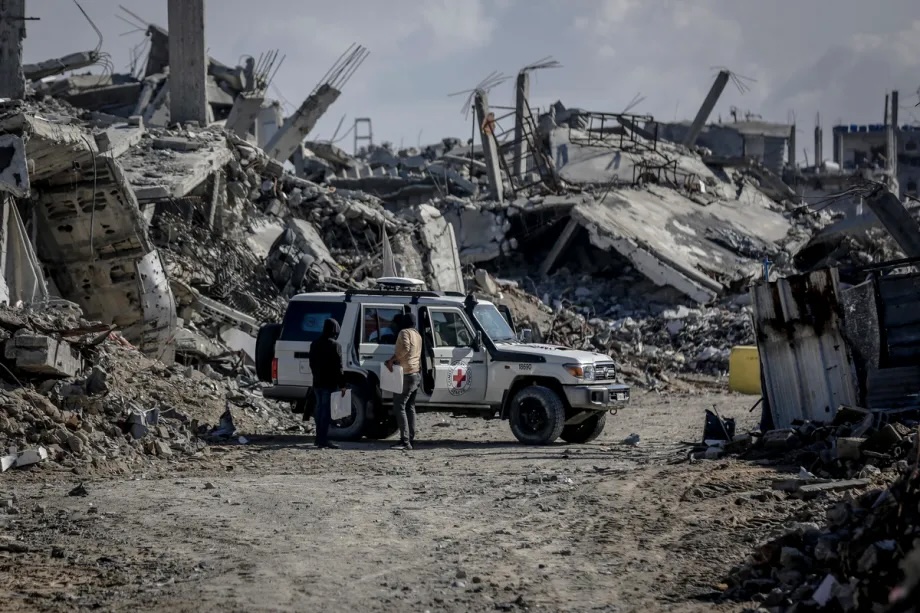 Hamas’ military wing, the Izzeddin al-Qassam Brigades and Red Cross conduct first phase of search operations to locate the remains of two missing Israeli hostages at Jabalia Refugee Camp in Gaza City, Gaza on December 1, 2025.