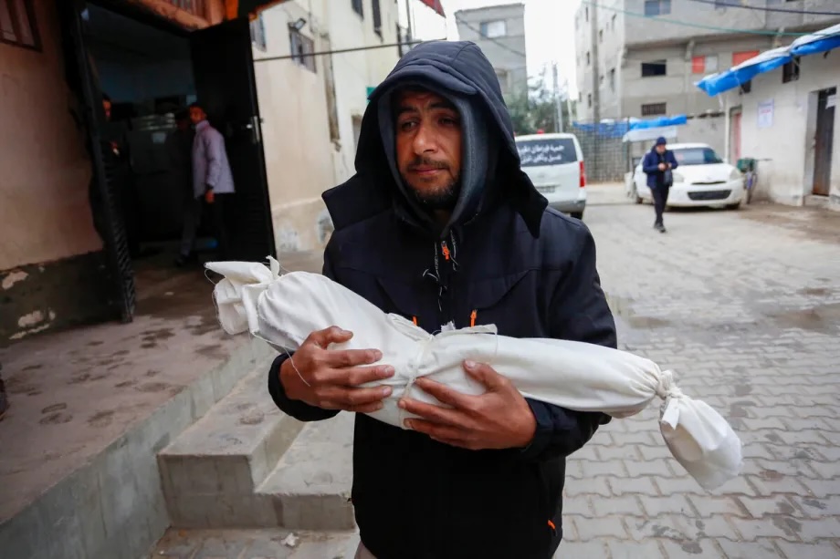 One-year-old Palestinian infant, Mohammed Besyuni, died as a result of severe cold weather in Deir al Balah, Gaza on January 13, 2026.