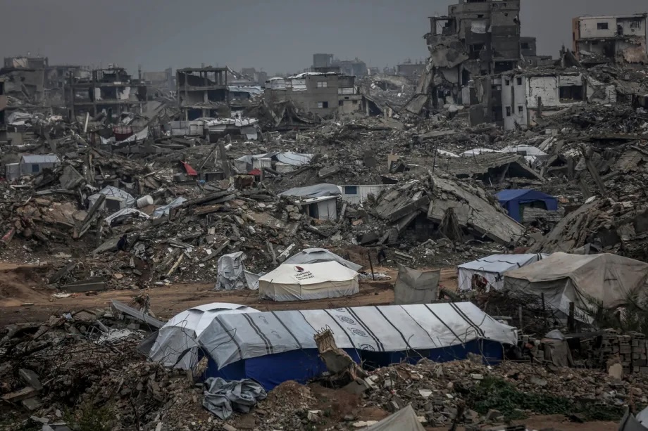 Displaced Palestinians, deprived of basic necessities, struggle to maintain their daily lives amid the rubble left behind by Israeli attacks as they battle with cold weather conditions in Jabalia refugee camp in Gaza City, Gaza on January 18, 2026.
