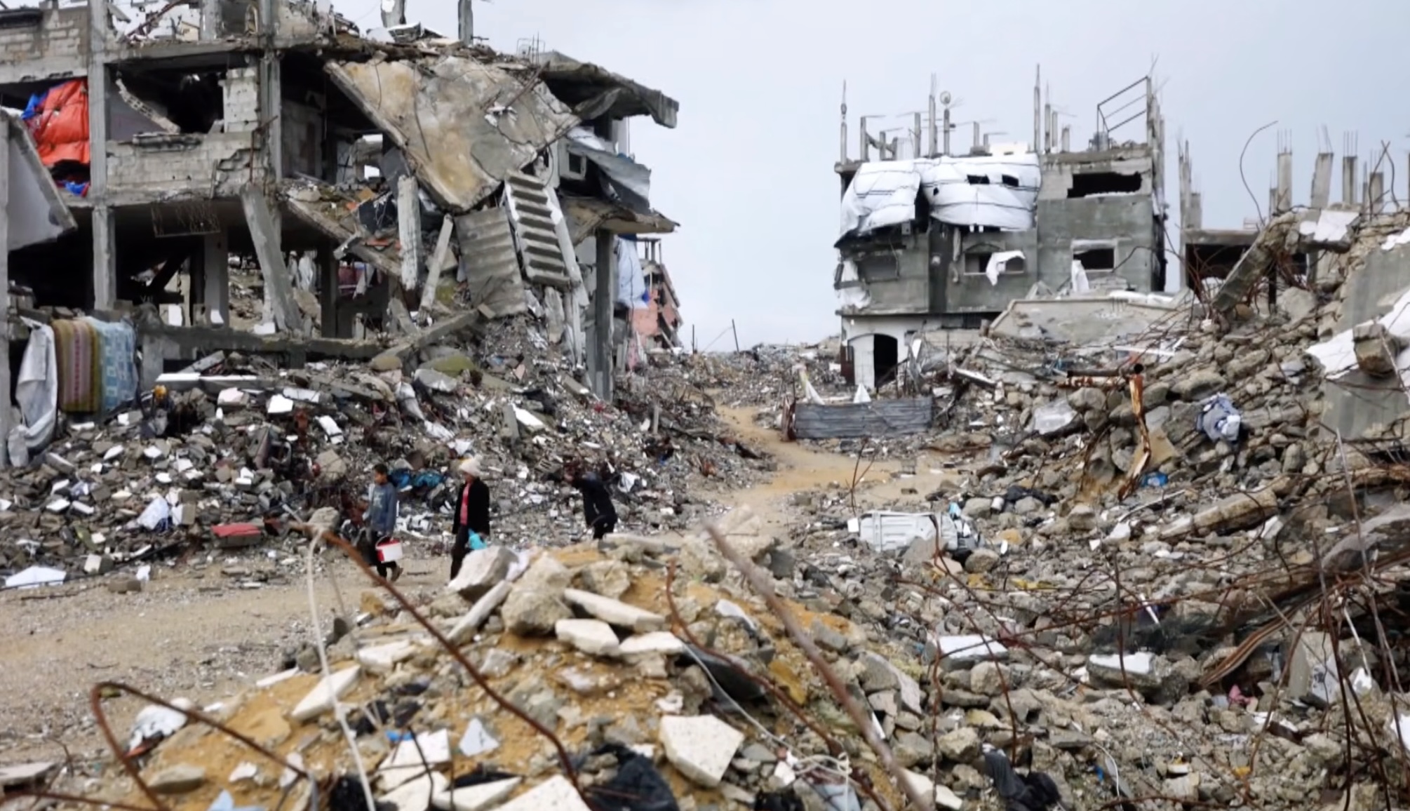 Most of the two million people living in Gaza are sheltering in makeshift tents amid the ruins of Israel's devastating genocide.