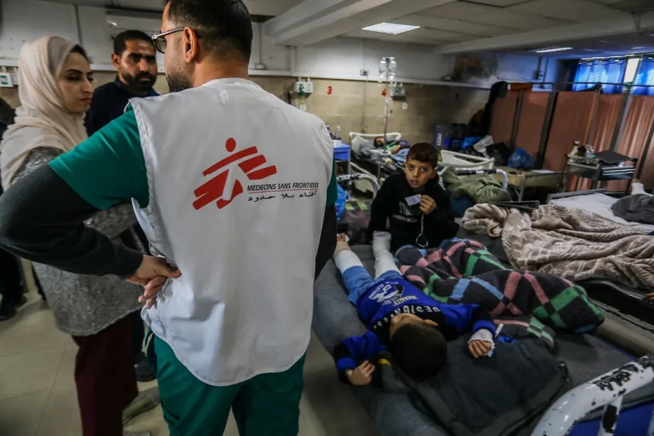 A Medecins Sans Frontieres (MSF) doctor takes care of patients at Nasser Hospital as patients face difficulties accessing care due to inadequate health services in Khan Yunis, Gaza on January 15, 2026.