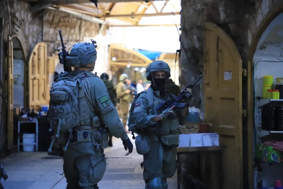 Israeli soldiers raid the Old City Market and Old City Gate in Hebron, West Bank on January 3, 2026.