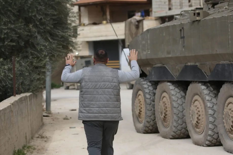 Israeli army conducts a raid with armored vehicles in Jenin, West Bank on February 18, 2026. 
