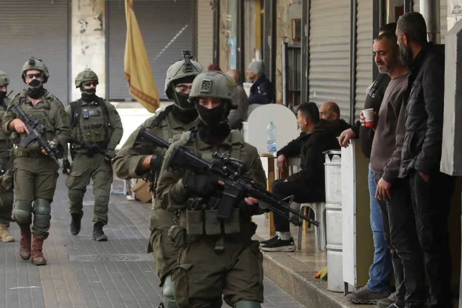 Israeli military forces during a raid on Old City, Nablus, West Bank on February 11, 2026. 