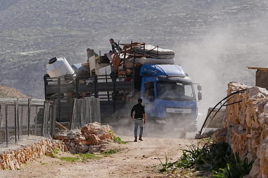 Israeli army continues attacks on the El-Halayil Bedouin community, forcing 11 Palestinian families to leave their homes in Ramallah, West Bank on February 21, 2026.