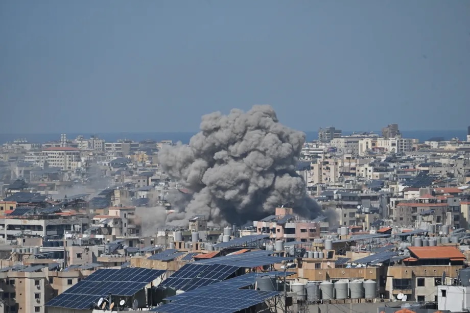 Smoke rises over the Dahieh area of Beirut, Lebanon after Israeli forces carried out a series of airstrikes on the district on March 11, 2026.