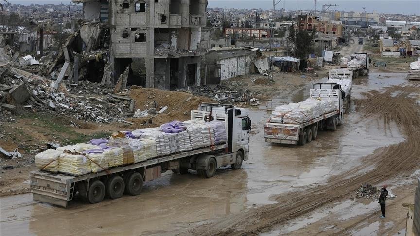 Aid trucks in Gaza