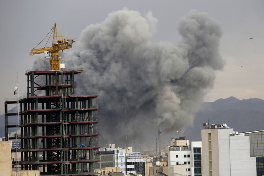 Smoke rises from the area after multiple powerful explosions occurred in several locations across Iran’s capital Tehran on March 2, 2026.