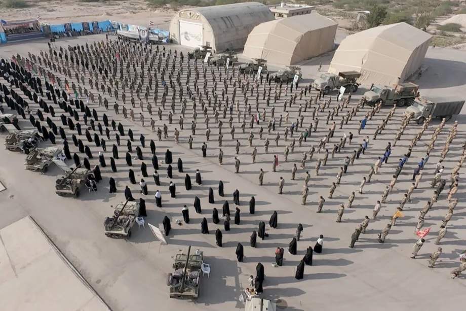 Iranian military personnel take part in an exercise titled “Smart Control of the Strait of Hormuz”, launched by the Naval Forces of the Islamic Revolutionary Guard Corps, is being carried out in the Persian Gulf and the Strait of Hormuz on February 16, 2026.