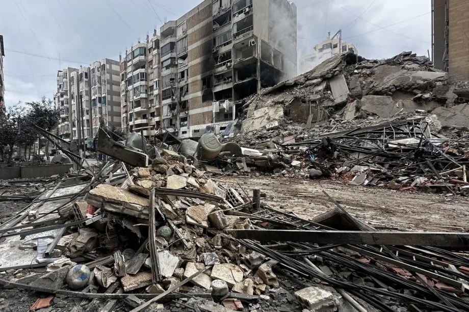 The aftermath of Israeli airstrikes revealed in the Dahieh district of southern Beirut, Lebanon, on March 07, 2026.