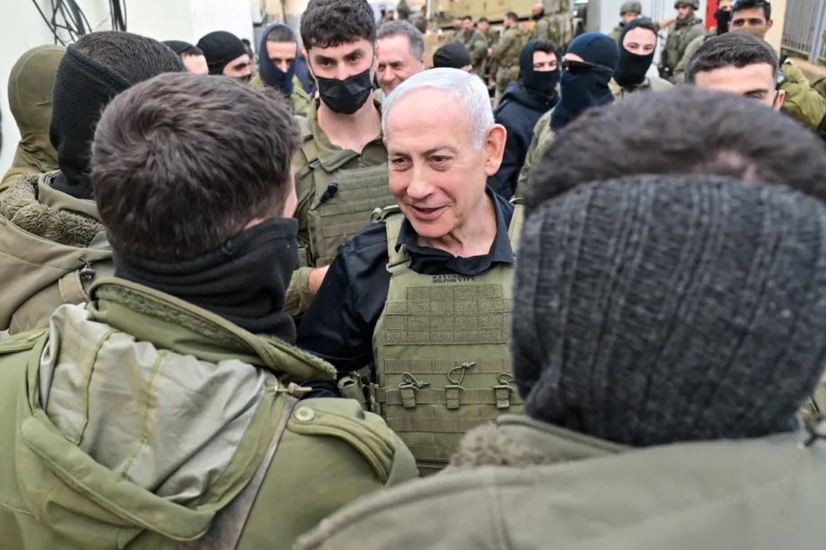 Prime Minister of Israel Benjamin Netanyahu visits an Israeli military unit stationed in the occupied territory of southern Lebanon on April 12, 2026.