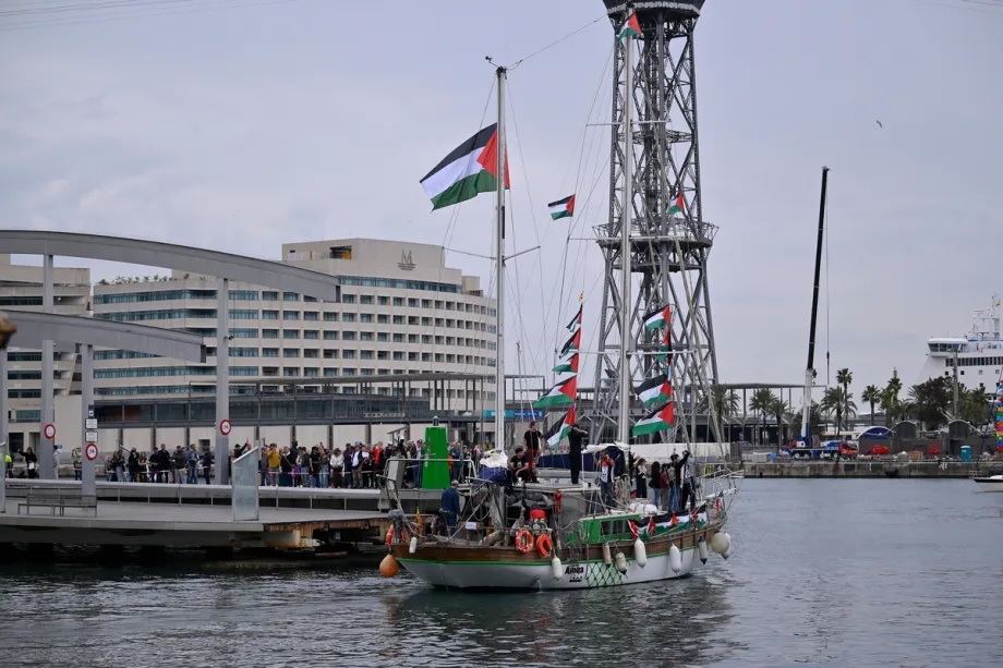 A fleet of dozens of boats prepares to depart from the Port of Barcelona as part of the Global Sumud Flotilla mission to break the blockade on Gaza, in Barcelona, Spain on April 12, 2026.