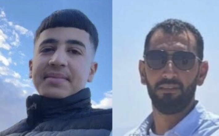 Aws Hamdi Al-Na’san, 13, and the young man Jihad Marzouq Abu Naim, 35, killed on April 21, 2026 by Israeli settlers, in the West Bank