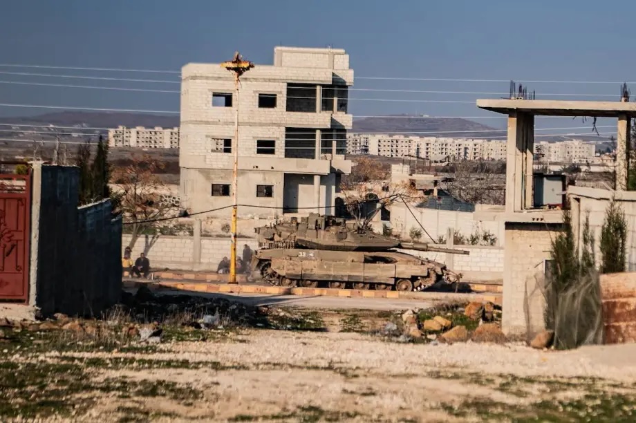 A view of Israeli army tank in the Al Hamadyeh area of Quneitra province, located in the Golan Heights, Syria on January 6, 2025.