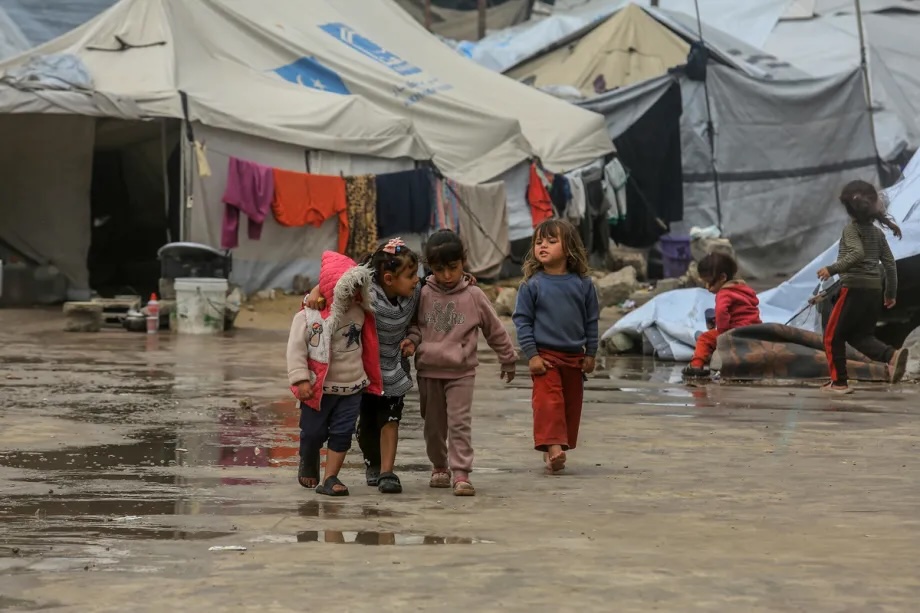 Displaced Palestinians try to carry on their daily lives under harsh conditions in Khan Younis, Palestine on April 02, 2026.