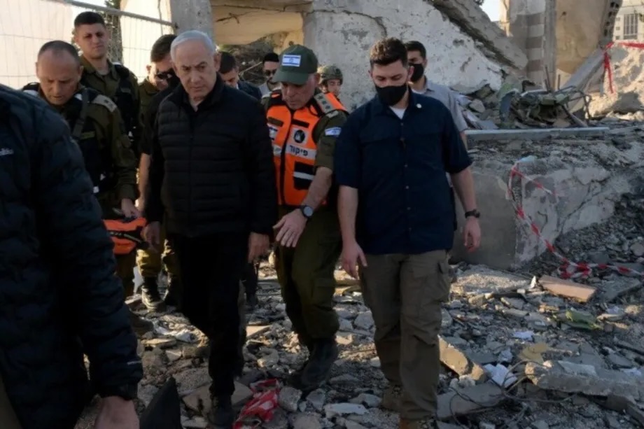 Israeli Prime Minister Benjamin Netanyahu visits the city of Beit Shemesh near West Jerusalem, Israel on March 2, 2026.