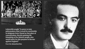 Naftali Lubenchik Benito Mussolini, first row second from left, next to Adolf Hitler, during his visit to Italy in 1938.Photos: Izkor online, Farabola / leemage via AFP